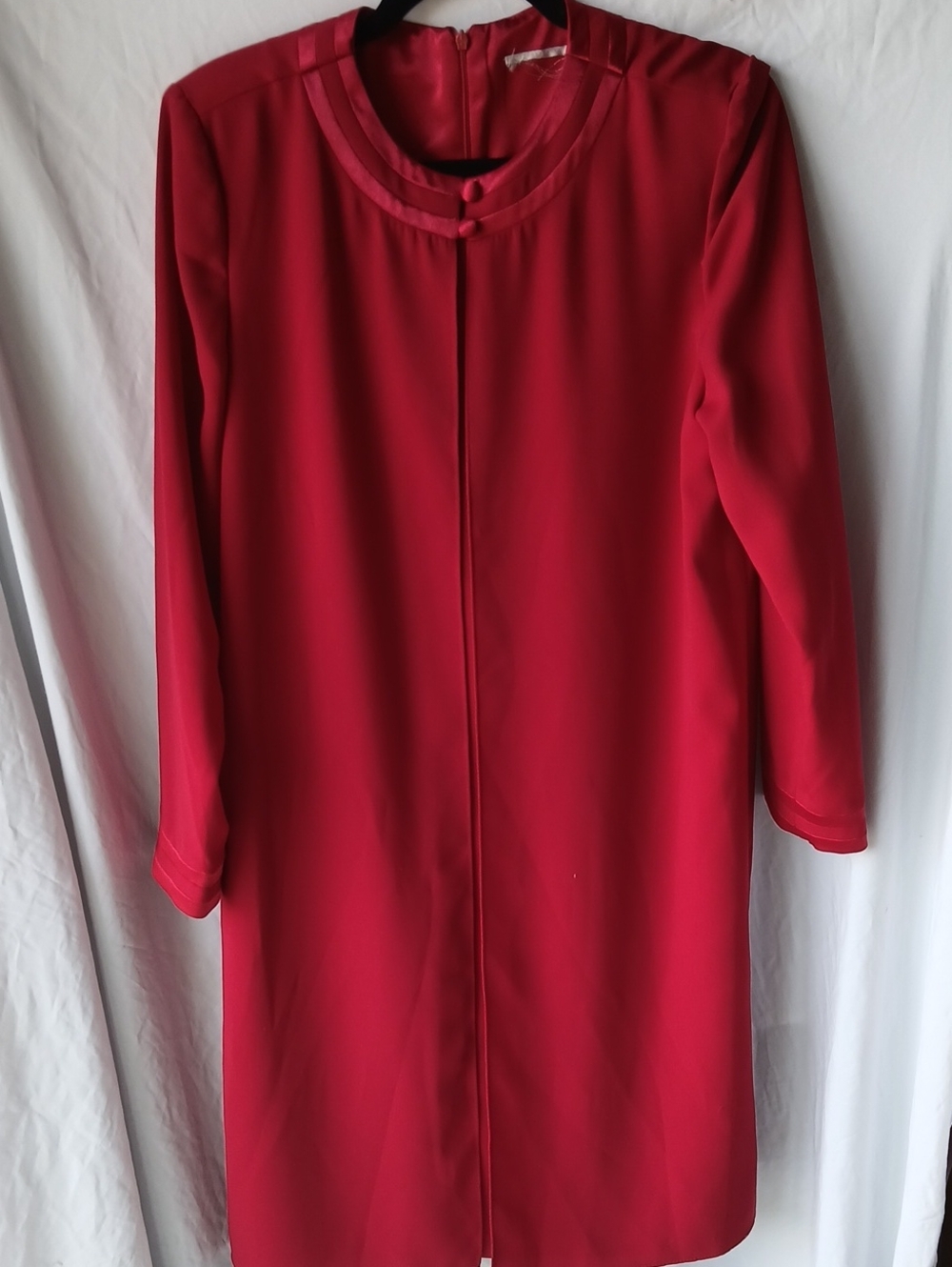 Source Unknown Vintage Red Long Sleeve Shift Dress